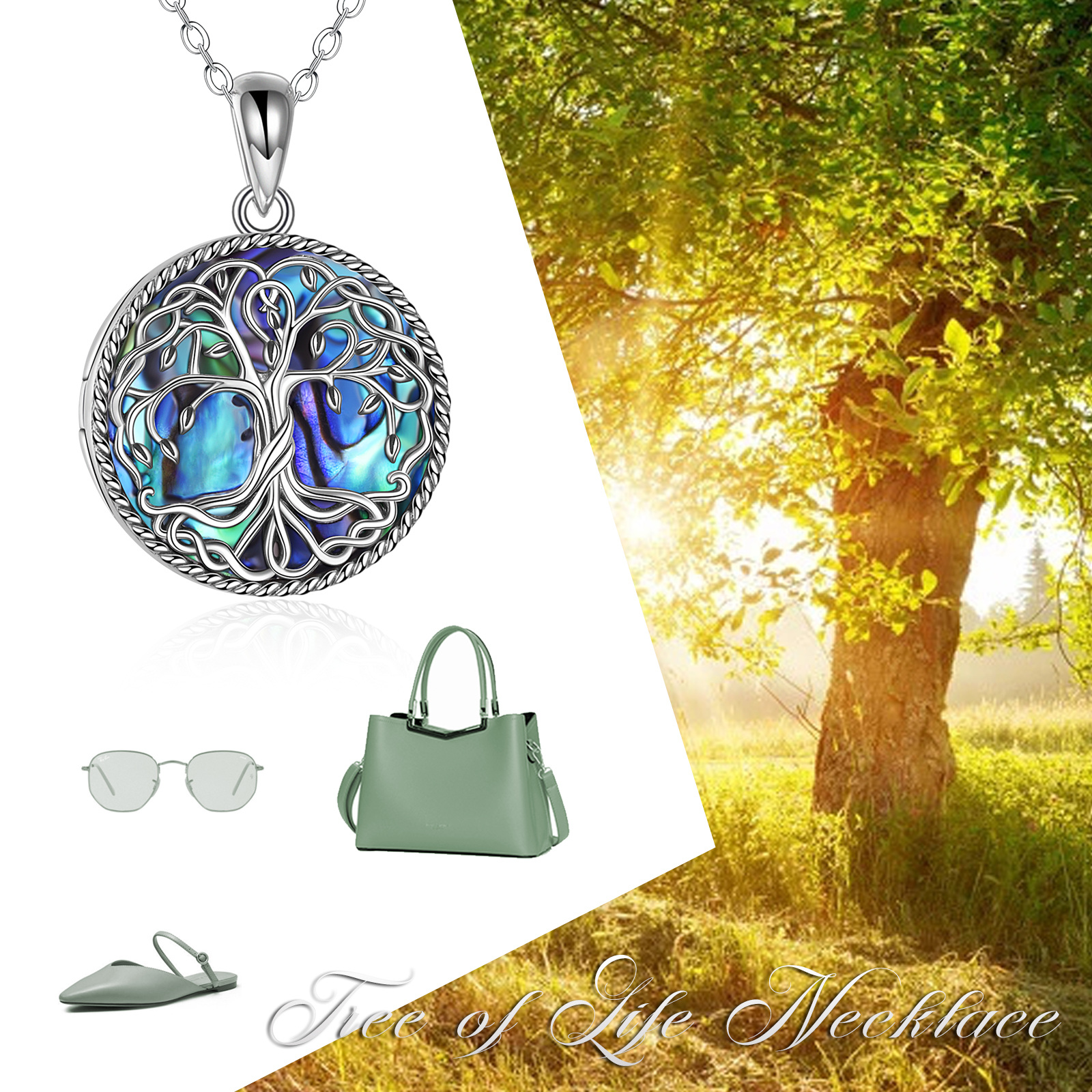 Tree of Life Locket Necklace Jewelry for Women Sterling Silver Celtic ...