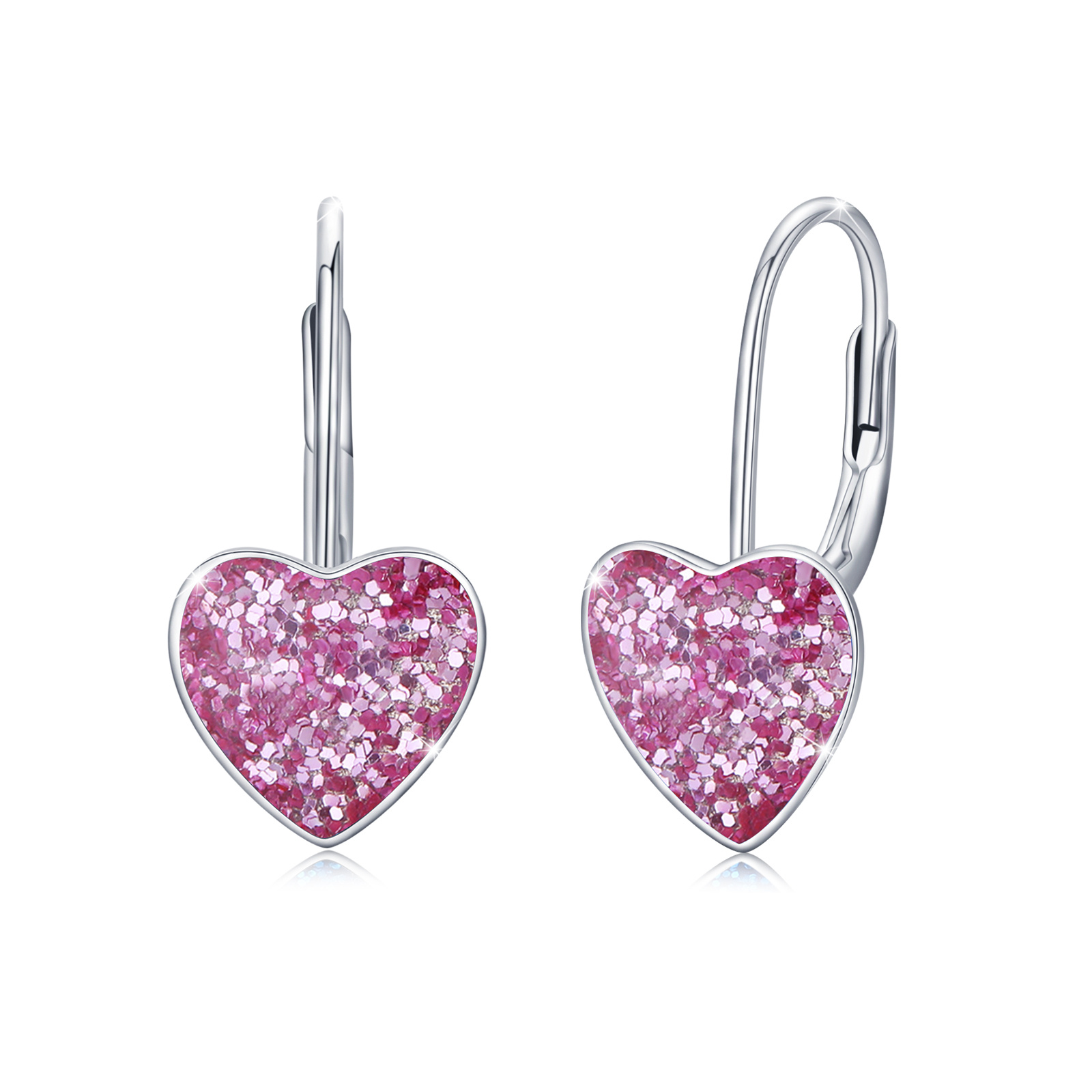 925 Sterling Silver Heart Leverback Sleeper Small 10mm Heart Dangle ...