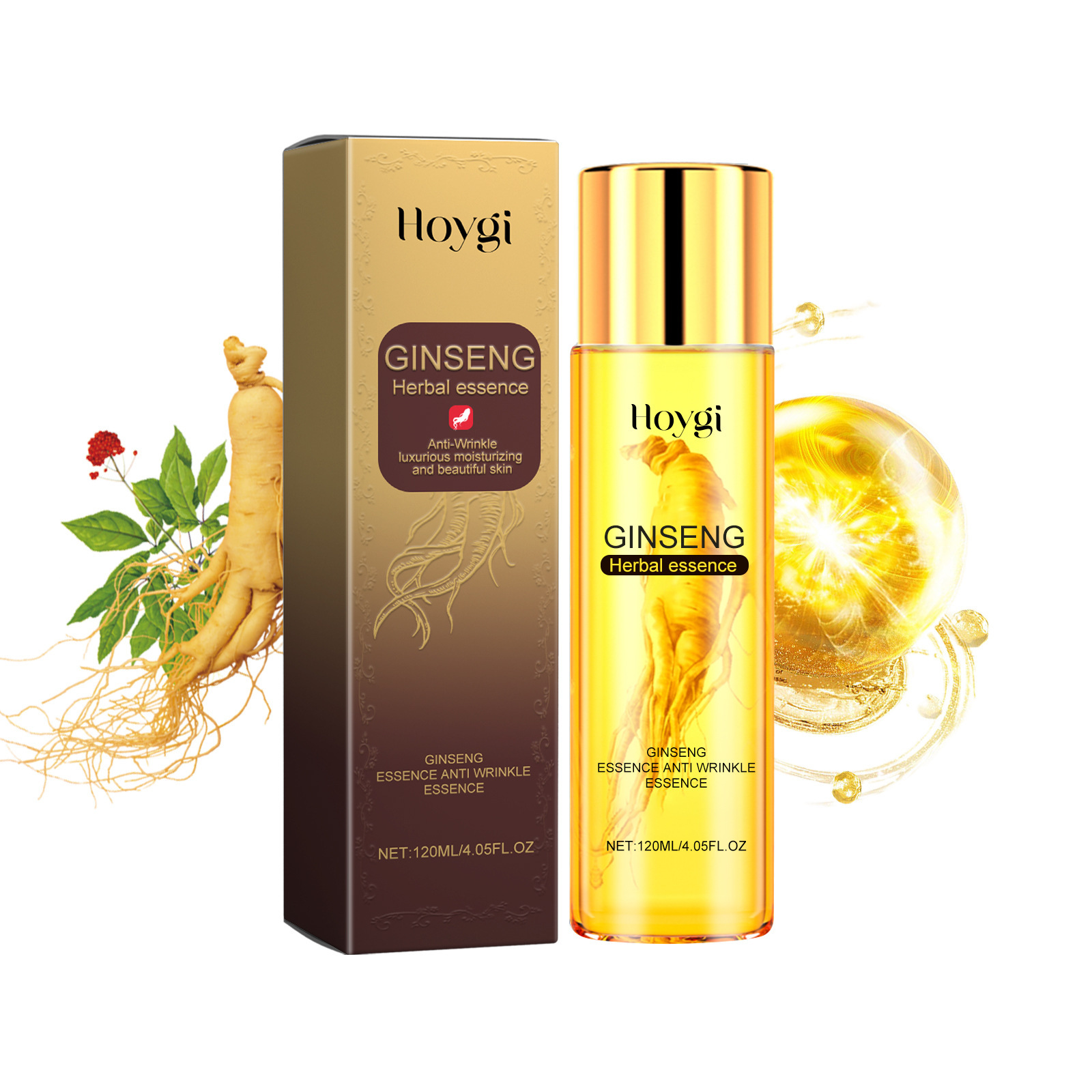 Hoygi Ginseng Essence Anti Wrinkle Essence, Repairing Facial Fine Lines Improve Dark Heavy Moist Tight Anti Wrinkle Cream 120Ml - Shop at LoveMi