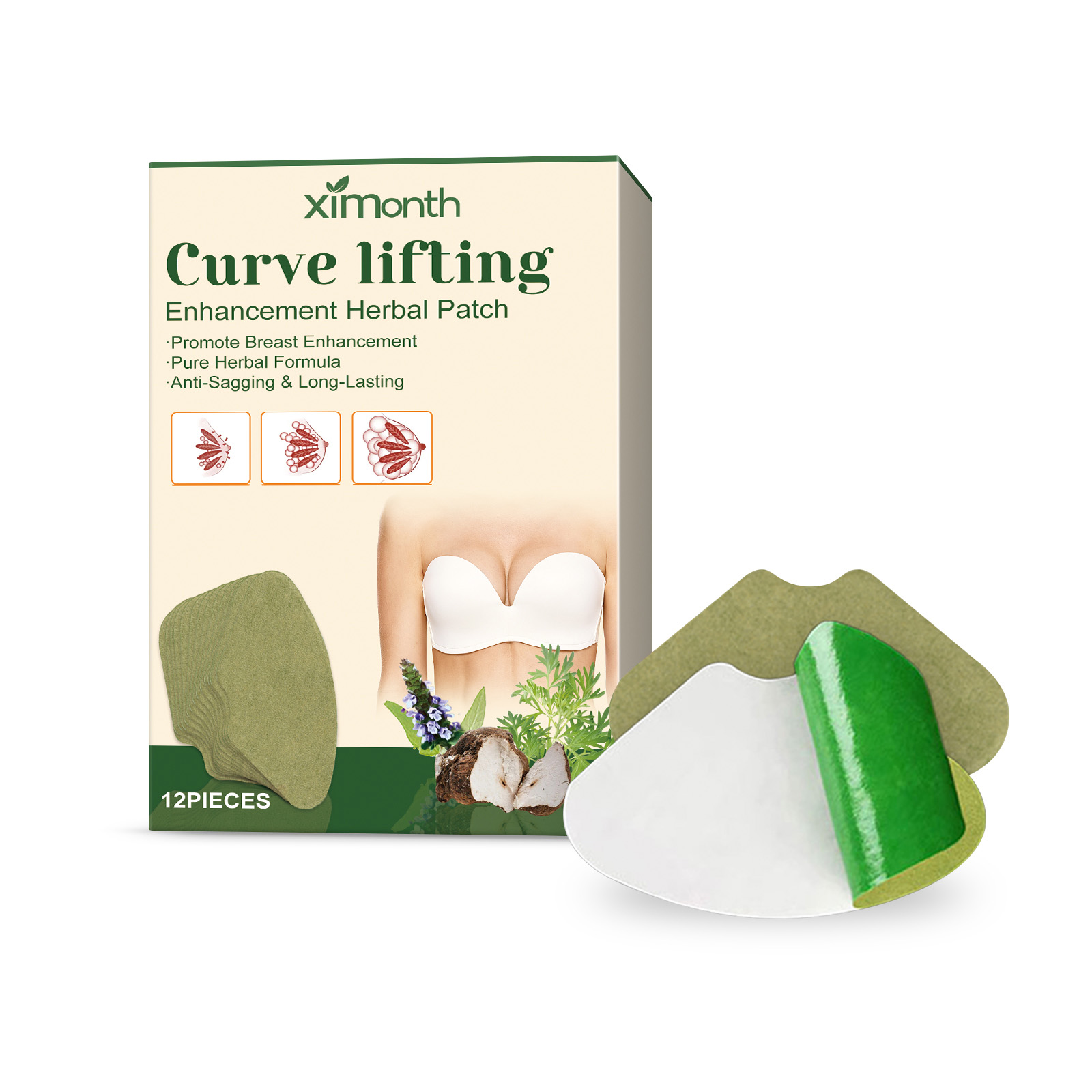 Ximonth Herbal Lift And Firming Chest Patch Lifts The Line Of Your Chest With A Traceless, Invisible Anti Sagging Herbal Treatment Patch 12Pieces - Shop at LoveMi