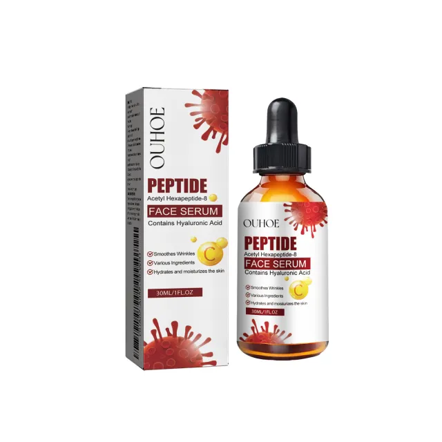 OUHOE Peptide Face Serum, Fade Out Fine Lines On Your Forehead Skin Moist Hydrating Anti Aging Essence 30Ml - Shop at LoveMi
