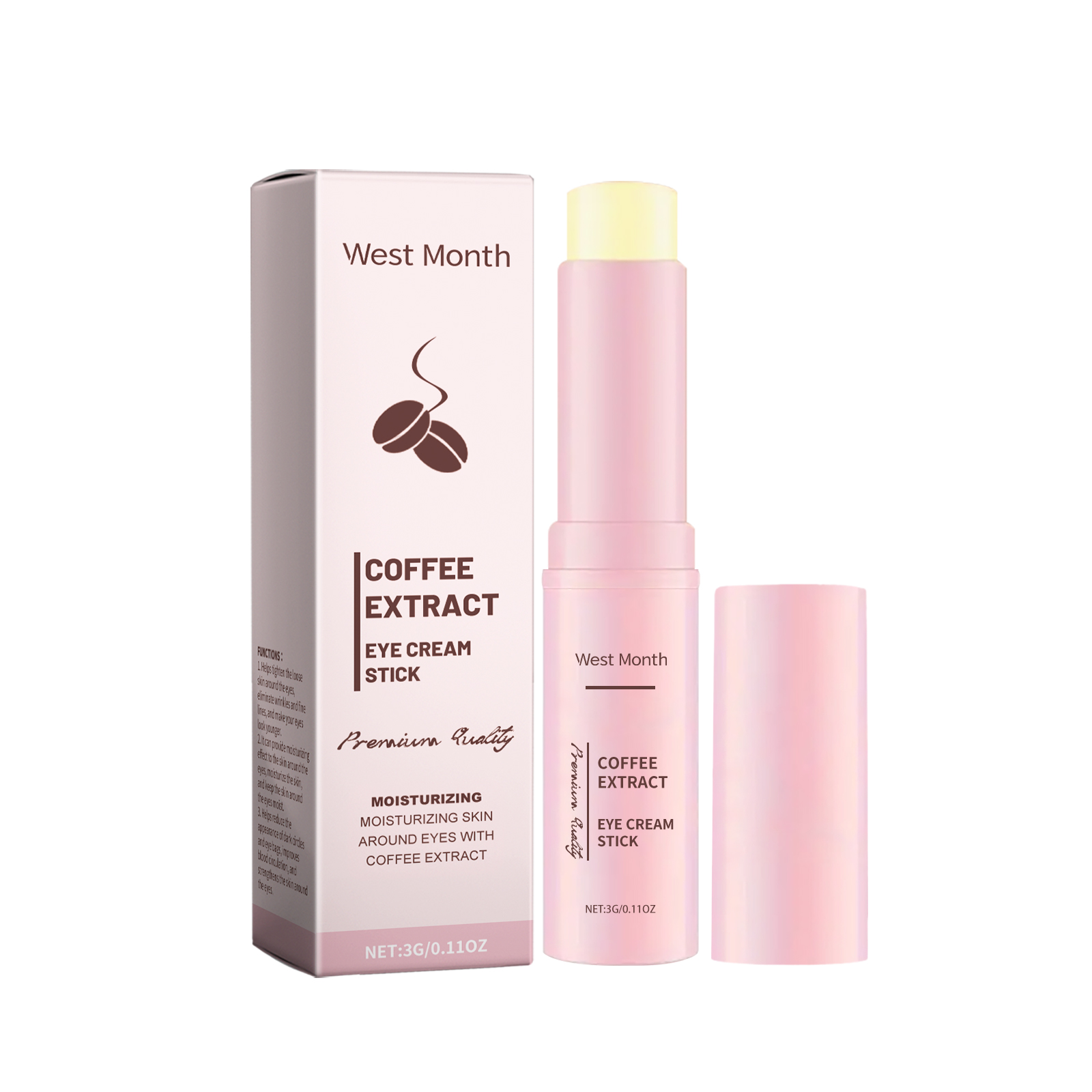 West&Month Caffeine Eye Cream Bar, Firming Light Lines, Delicate, Moist, Moisturizing And Brightening Eye Care Bar 3G - Shop at LoveMi
